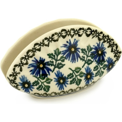 Polish Pottery Napkin Holder 5&quot; Blue Chicory