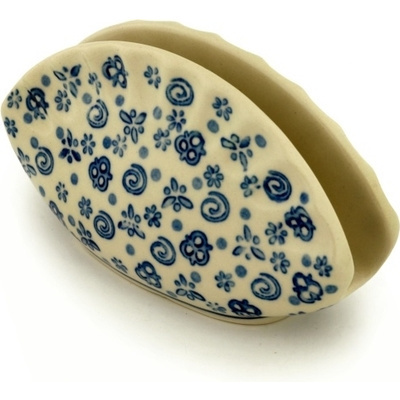 Polish Pottery Napkin Holder 5&quot; Blue Confetti