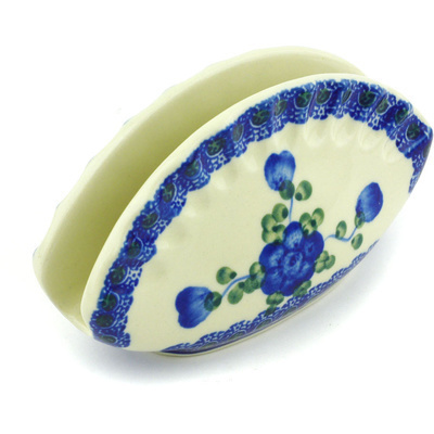 Polish Pottery Napkin Holder 5&quot; Blue Poppies