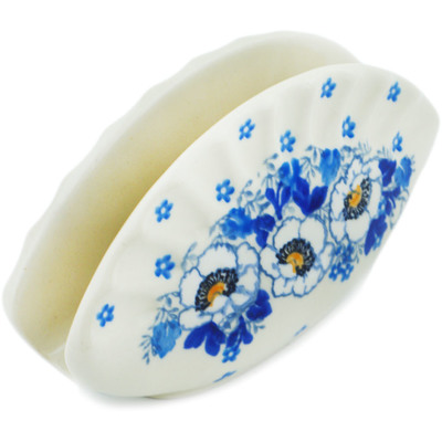 Polish Pottery Napkin Holder 5&quot; Blue Spring