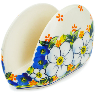 Polish Pottery Napkin Holder 5&quot; Floating Florals UNIKAT