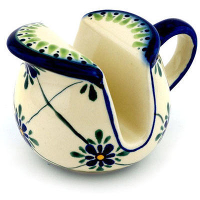 Polish Pottery Napkin Holder 5&quot; Gingham Trellis