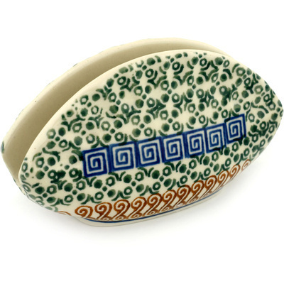 Polish Pottery Napkin Holder 5&quot; Grecian Sea