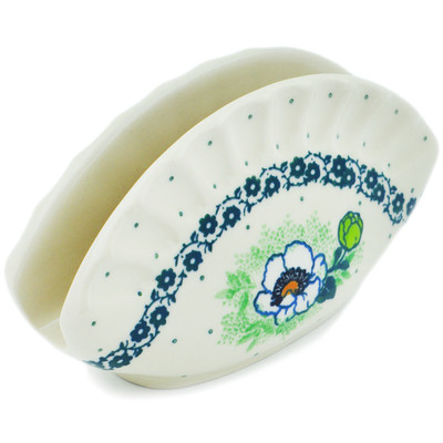 Polish Pottery Napkin Holder 5&quot; Green Flora