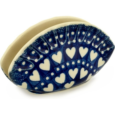 Polish Pottery Napkin Holder 5&quot; Heart To Heart