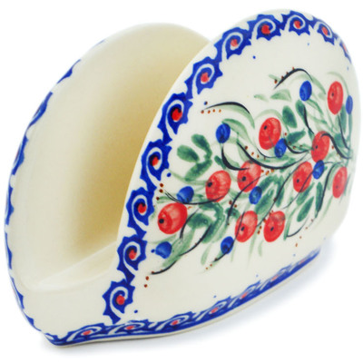 Polish Pottery Napkin Holder 5&quot; Patriotic Blooms UNIKAT