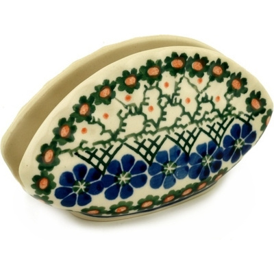 Polish Pottery Napkin Holder 5&quot; Primrose Trellis