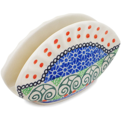 Polish Pottery Napkin Holder 5&quot; Scroll Window