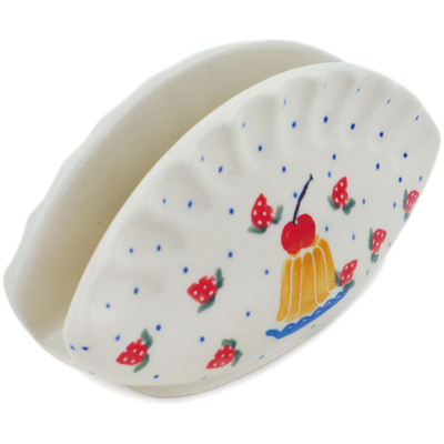 Polish Pottery Napkin Holder 5&quot; Strawberry Surprise