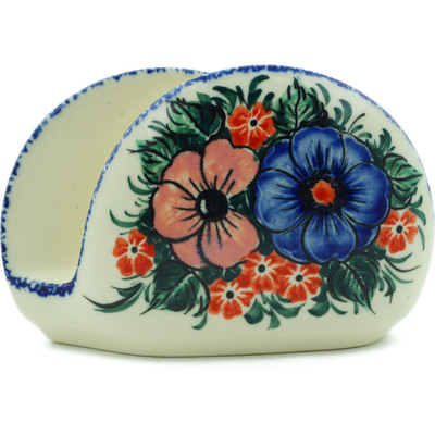 Polish Pottery Napkin Holder 5&quot; Summertime Blues UNIKAT