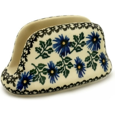 Polish Pottery Napkin Holder 6&quot; Blue Chicory