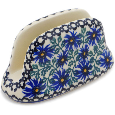 Polish Pottery Napkin Holder 6&quot; Blue Chicory