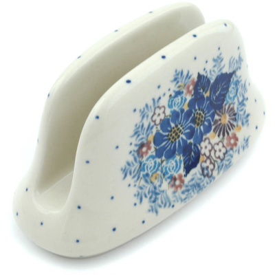 Polish Pottery Napkin Holder 6&quot; Flower Wreath UNIKAT
