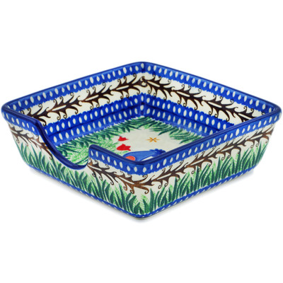 Polish Pottery Napkin Holder 6&quot; Spring Chickens UNIKAT