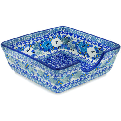 Polish Pottery Napkin Holder 6&quot; Wedding Bouquet UNIKAT