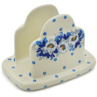 Polish Pottery Napkin Holder 7&quot; Blue Spring