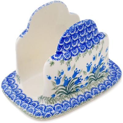 Polish Pottery Napkin Holder 7&quot; Blue Tulip