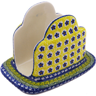 Polish Pottery Napkin Holder 7&quot; Classic Yellow UNIKAT