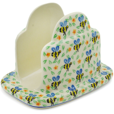 Polish Pottery Napkin Holder 7&quot; Honey Bee