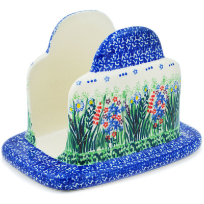 Polish Pottery Napkin Holder 7&quot; Lakeside Blooms UNIKAT