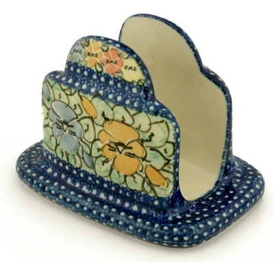 Polish Pottery Napkin Holder 7&quot; Pansy Pop UNIKAT