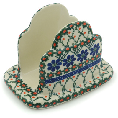 Polish Pottery Napkin Holder 7&quot; Primrose Trellis