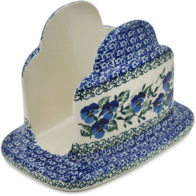 Polish Pottery Napkin Holder 7&quot; Sweet Blue Spring