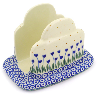 Polish Pottery Napkin Holder 7&quot; Water Tulip