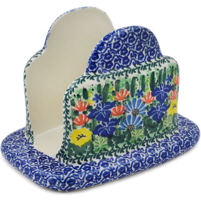 Polish Pottery Napkin Holder 7&quot; Wild Flower Lake UNIKAT