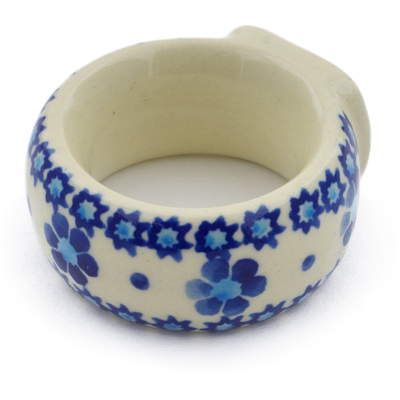 Polish Pottery Napkin Ring 2&quot; Bleu-belle Fleur