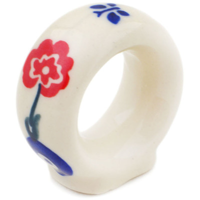 Polish Pottery Napkin Ring 2&quot; Blue Eye Spring