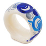 Polish Pottery Napkin Ring 2&quot; Blue Peacock Eye