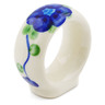 Polish Pottery Napkin Ring 2&quot; Blue Poppies