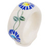 Polish Pottery Napkin Ring 2&quot; Blue Thistle Beauty