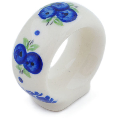 Polish Pottery Napkin Ring 2&quot; Blueberry Dreams