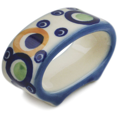 Polish Pottery Napkin Ring 2&quot; Bubble Machine UNIKAT
