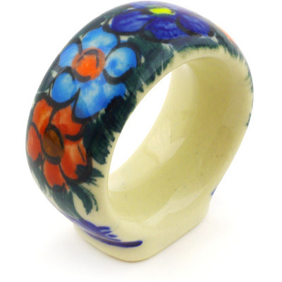 Polish Pottery Napkin Ring 2&quot; Butterfly Splendor
