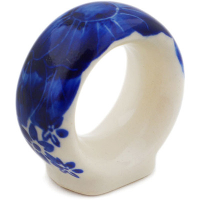 Polish Pottery Napkin Ring 2&quot; Divine Cobalt UNIKAT
