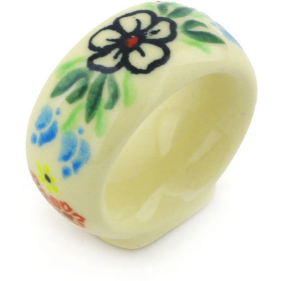 Polish Pottery Napkin Ring 2&quot; Fanciful Ladybug