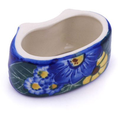 Polish Pottery Napkin Ring 2&quot; Floral Fruit Basket UNIKAT
