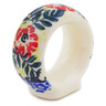 Polish Pottery Napkin Ring 2&quot; Front Porch Blooms