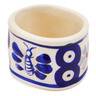 Polish Pottery Napkin Ring 2&quot; Peacock Forget-me-not