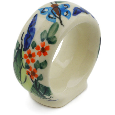 Polish Pottery Napkin Ring 2&quot; Spring Splendor