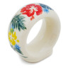 Polish Pottery Napkin Ring 2&quot; Tropical Florals