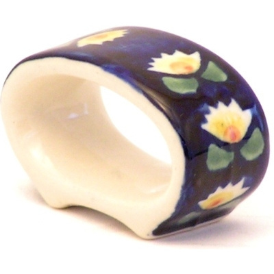 Polish Pottery Napkin Ring 2&quot; Waterlily