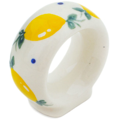 Polish Pottery Napkin Ring 2&quot; When Life Gives You Lemons