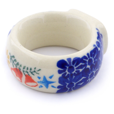 Polish Pottery Napkin Ring 2&quot; Wreath Of Bealls