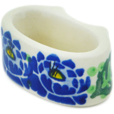 Polish Pottery Napkin Ring 3&quot; Blue Bliss