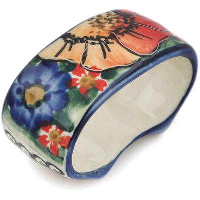 Polish Pottery Napkin Ring 3&quot; Bright Beauty UNIKAT