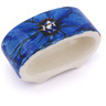 Polish Pottery Napkin Ring 3&quot; Cobalt Poppies UNIKAT